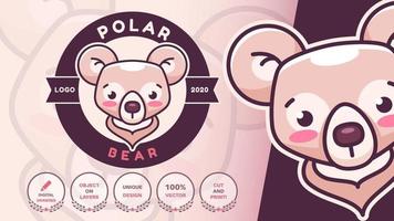 Cartoon character animal polar bear logo vector