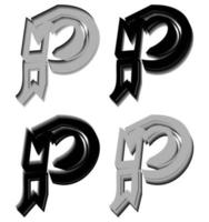 Vector graphics of elegant 3D letter P in black and gray color. Perfect for corporate, t-shirts, and so on.