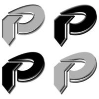 Vector graphics of elegant 3D letter P in black and gray color. Perfect for corporate, t-shirts, and so on.