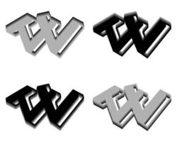 Vector graphics of elegant 3D letter W in black and gray color. Perfect for corporate, t-shirts, and so on.
