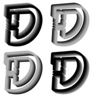 3D letter D logo. Perfect for t-shirts and so on. vector