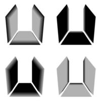 gráficos vectoriales de elegante letra 3d u en color negro y gris. perfecto para empresas, camisetas, etc. vector