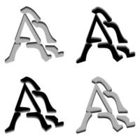 Vector graphics of elegant 3D letter A in black and gray color. Perfect for corporate, t-shirts, and so on.