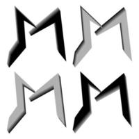 Vector graphics of elegant 3D letter M in black and gray color. Perfect for corporate, t-shirts, and so on.