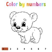 Color by numbers. Coloring book for kids. Vector illustration. cartoon character. Hand drawn. Worksheet page for children. Isolated on white background.