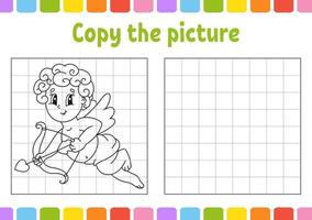 Copy the picture. Coloring book pages for kids. Education developing worksheet. Game for children. Handwriting practice. Valentine's Day. Cute cartoon vector illustration.