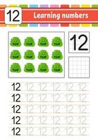 Trace and write numbers. Handwriting practice. Learning numbers for kids. Education developing worksheet. St. Patrick's day. Activity page. Isolated vector illustration in cute cartoon style.