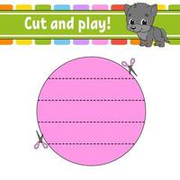 Cut and play. Logic puzzle for kids. Education developing worksheet. Learning game. Activity page. Cutting practice for preschool. Simple flat isolated vector illustration in cute cartoon style.