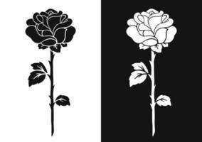 Rose flower. Black silhouette. Design element. Vector illustration isolated on white background. Template for books, stickers, posters, cards, clothes.