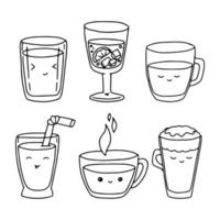 A set of items in doodle style. Hand drawn. Simple shapes. Vector illustration isolated on white background.