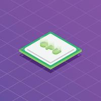 Isometric Flat Style CPU Vector Isolated in Green Gradient Suitable for Web, Landing Page, Banner, Poster, Card