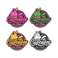colección premium de diseño de color de cupcakes vector