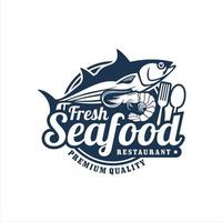 Fresh seafood restaurant premium logo vector