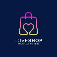 diseño de logotipo degradado de tienda de amor vector