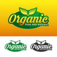 Organic pure and natural badge label design logo vector