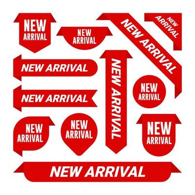 New arrival badge label sale banner promotion design collection