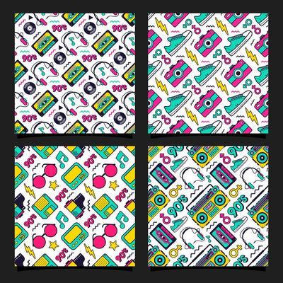 seamless pattern 90s retro style design collection