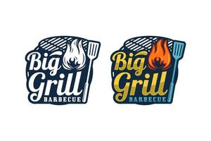 logotipo de diseño premium de barbacoa de parrilla grande vector