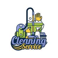 logotipo premium de diseño de servicio de limpieza vector
