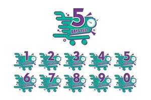 Modern number days left timer vector