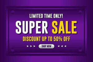 Super sale banner promotion purpple color gradient vector