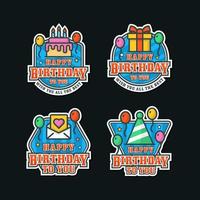 colección de diseño de etiqueta de etiqueta de feliz cumpleaños vector