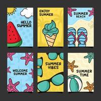 colección de plantillas de diseño de tarjetas de verano vector