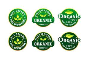 Organic pure and natural badge label design collection vector