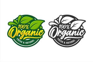 Organic fresh natural design premium logo vector