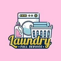 logotipo premium de diseño de servicio completo de lavandería vector