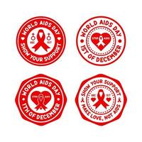 colección de diseño de logotipos de sellos del día mundial del sida vector