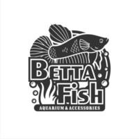 Betta fish aquarium design logo vector