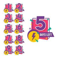 Number days left countdown timer vector