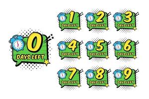 Pop art number days left countdown timer.eps vector