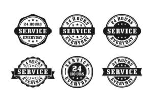 24 Hours service everyday badge design stamp collection vector