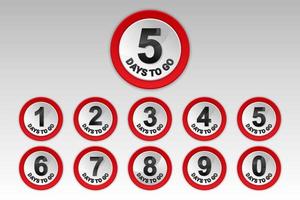 Number countdown of day to go button click design sale promotion collection vector