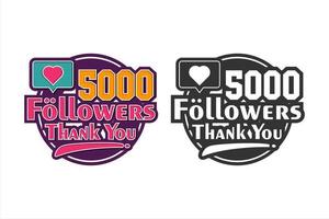 5000 seguidores gracias diseño premium logo vector