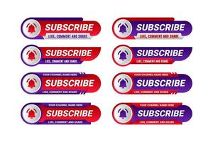 Subscibe chennel like comment and share click button design collection vector