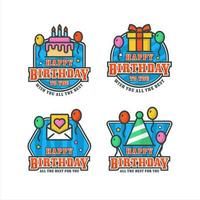 colección de diseño de etiquetas de feliz cumpleaños vector