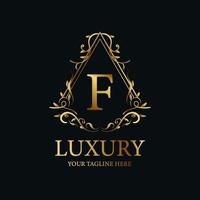 Letter F luxury ornament or floral frame logo template design. vector