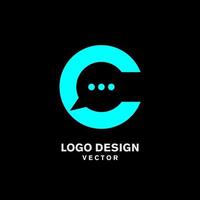 C Letter For Chat Logo Design Vector