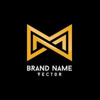marca logotipo diseño oro monograma m letra