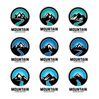 conjunto de vectores de diseño de logotipo de montaña y río