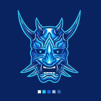 Blue Oni mask illustration vector