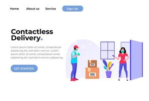 Modern flat design concept Illustration of Contactless Delivery Landing page vector