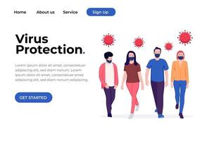 concepto único de diseño plano moderno de protección antivirus para sitios web y sitios web móviles. plantilla de página de destino. fácil de editar y personalizar. ilustración vectorial vector