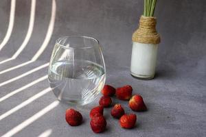 Strawberry and water photo