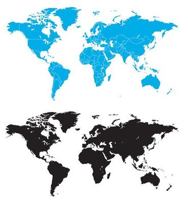 Two detailed world maps, one with country borders.