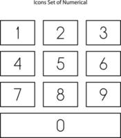 Numbers Numeral Title Collection Icons Set Vector. One Two Three Four Five Six Seven Eight Nine Zero Numbers vector