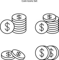 dollar coins icon isolated on white background. dollar coins icon thin line outline linear dollar coins symbol for logo, web, app, UI. dollar coins icon simple sign. vector